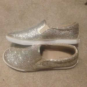 Guess Gold Glitter Slip Ons