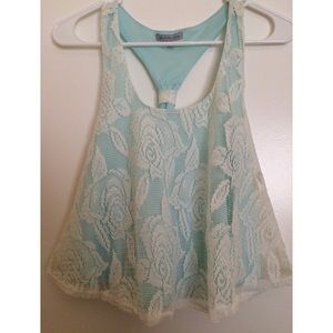 SOLD MINT FLORAL CROPPED TANK