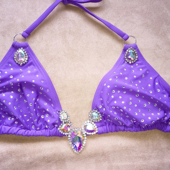Sale beach bunny dupe purple Crystal chain bikini - Picture 2 of 4
