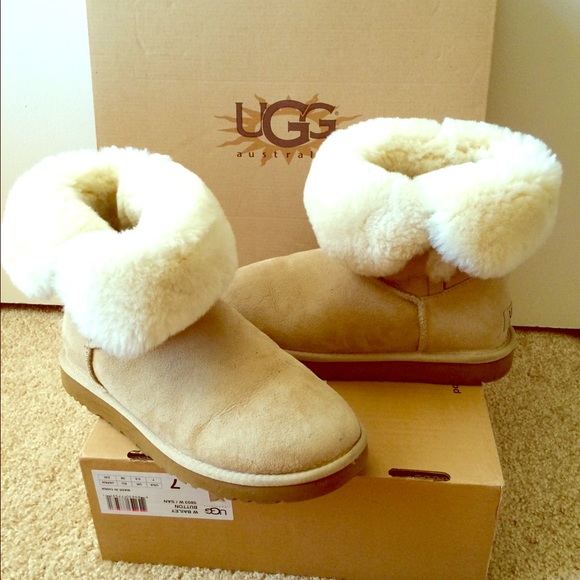 Authentic Uggs, sand colored suede, with button
