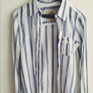 striped blue and white button