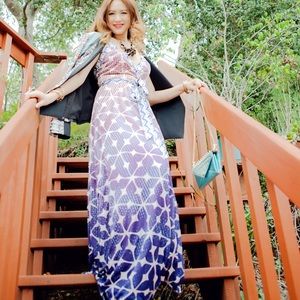 Diane Von Furstenberg Blue Samson Maxi Wrap Dress