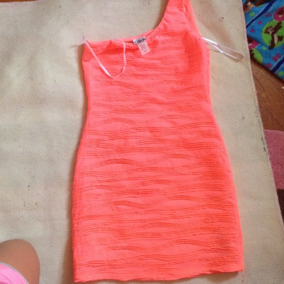 Neon Orange One shoulder Dress