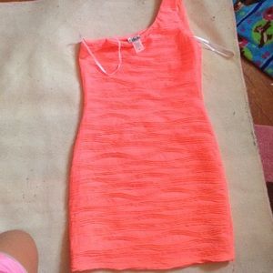 Neon Orange One shoulder Dress