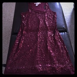 Max Studio Sequin Tank Dress in Maroon