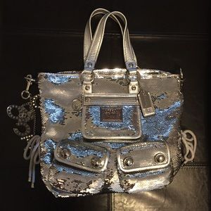 Coach poppy spotlight purse in Silver