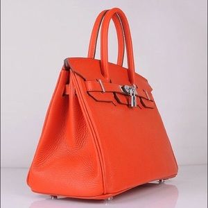 Tote Bag 30 CM Orange Clemence Leather