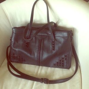 David Jones leather studded satchel