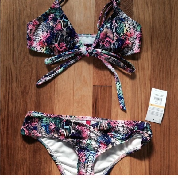 NWT! Bikini Lab snakeskin print bathing suit set.