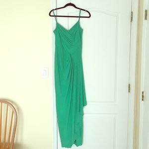 BCBG seafoam green draped gown