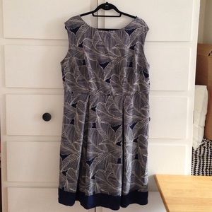 ModCloth navy palm frond printed dress