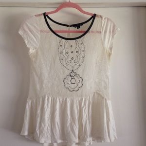 American Eagle White Lace and Beaded Shirt