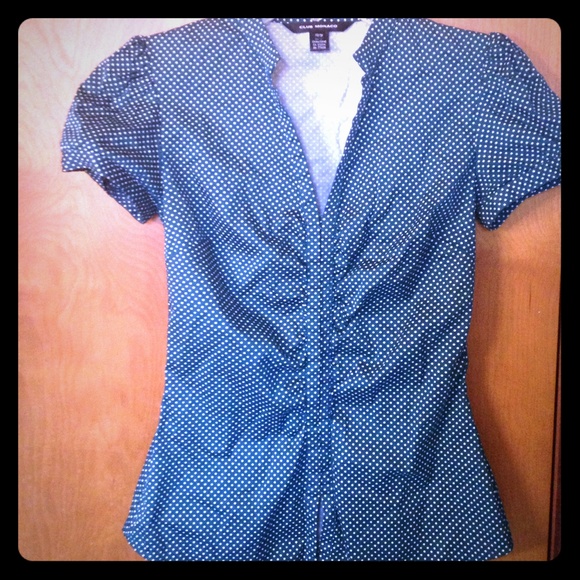 Club Monaco Green & White Polka Dot Blouse