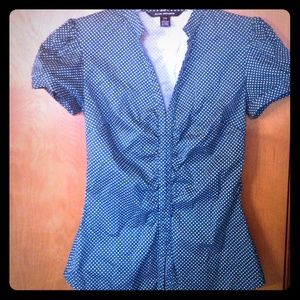 Club Monaco Green & White Polka Dot Blouse