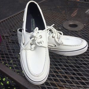 All White Sperry Top-Sider