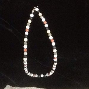Multicolored jade bead necklace