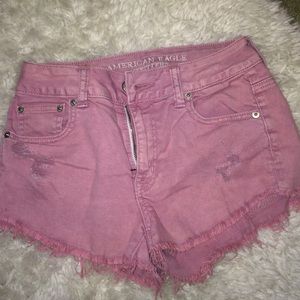 pink american eagle mid waisted shorts