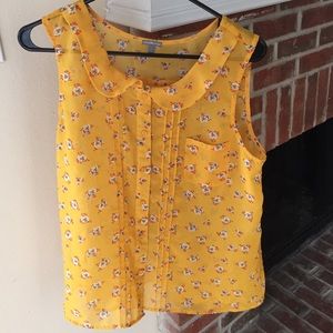 Charlotte Russe Chiffon Mustard Button-Up