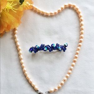 Deep Blue Crystal Hair Barrette