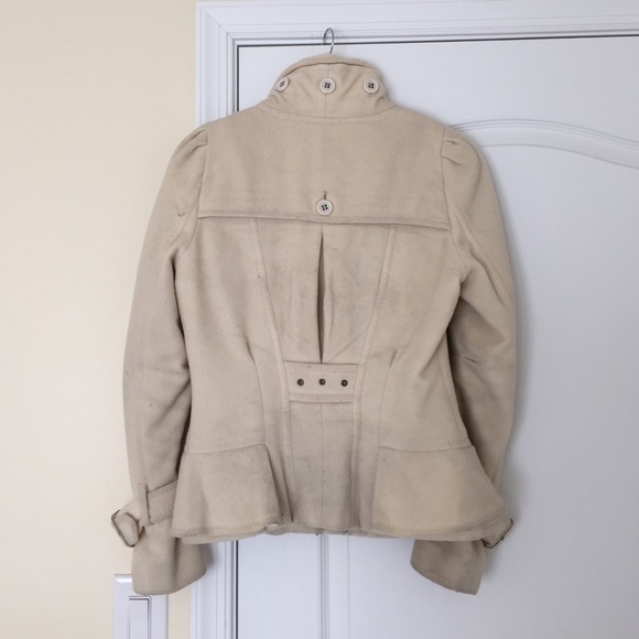 BCBG ivory wool-blend ruffle front coat - Picture 2 of 2