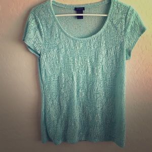 Sheer Aqua Lace blouse