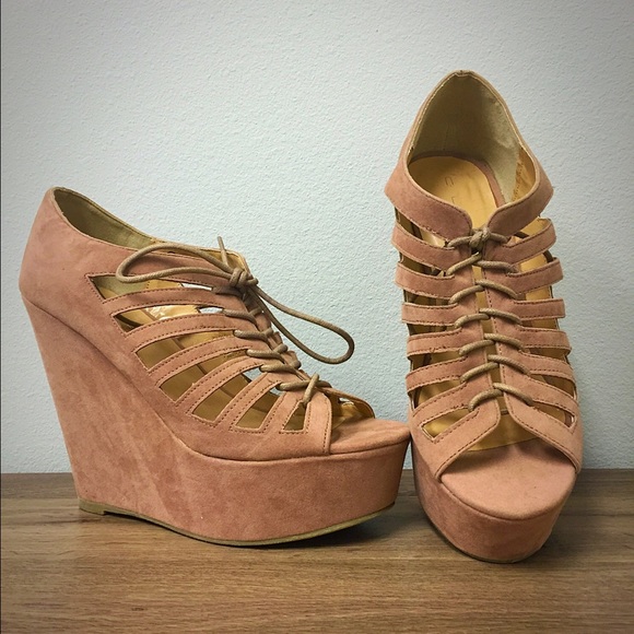 Shoes - Camel Suede Platform Wedges |  SZ 8.5 US