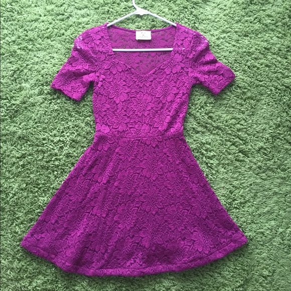 Purple lace dress.