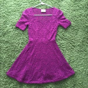 Purple lace dress.
