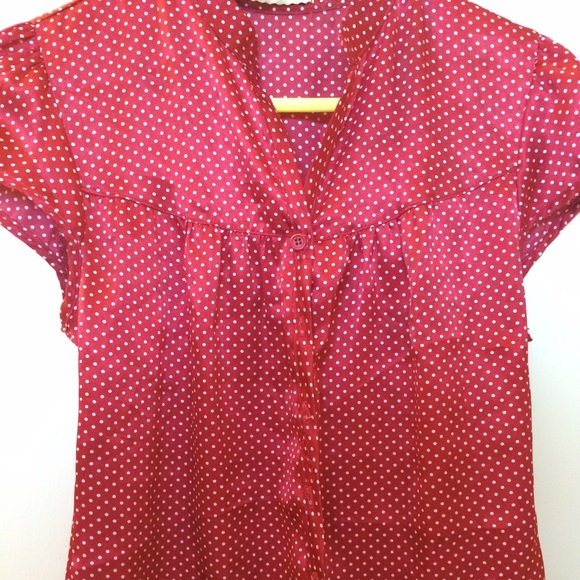 Red polka dot blouse