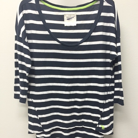 Abercrombie T- Shirt | 3/4 length | NAVY & WHITE