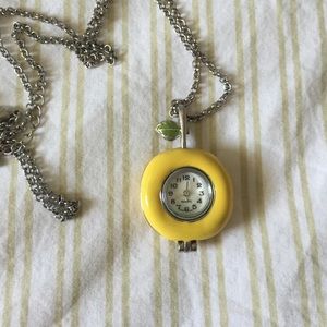 Forever 21 yellow fruit clock necklace