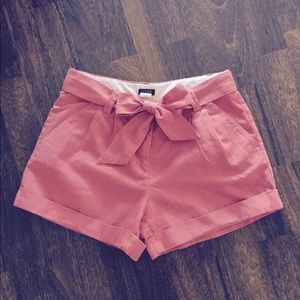 Orange Pleated Shorts