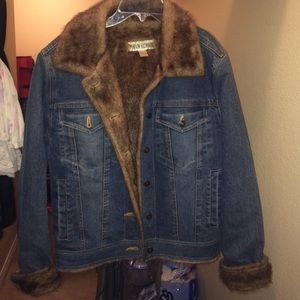 denim fur jacket
