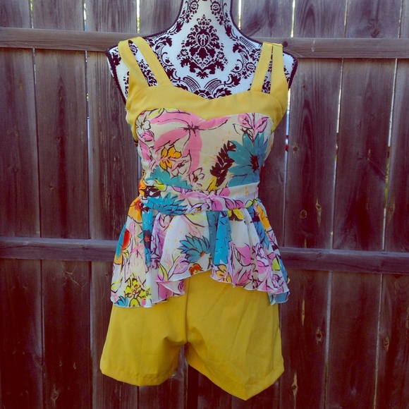 Yellow floral romper