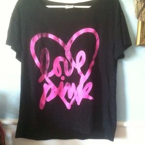 Off-the-shoulder black PINK tee