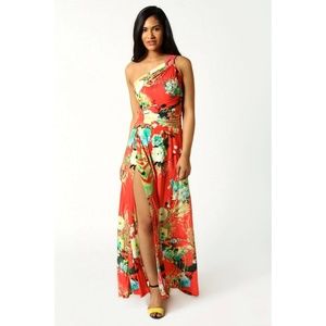 Elegant Open Back Floral Maxi Dress