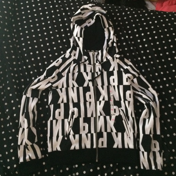 Black and white PINK zipper hoodie