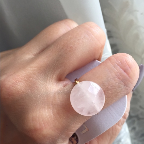 Opaque Pink Wire Wrap Ring - Picture 2 of 4