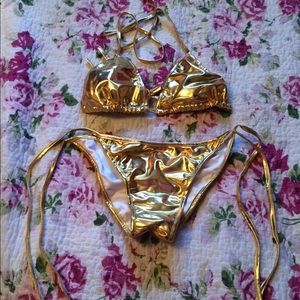 Brand New metallic gold bikini size M