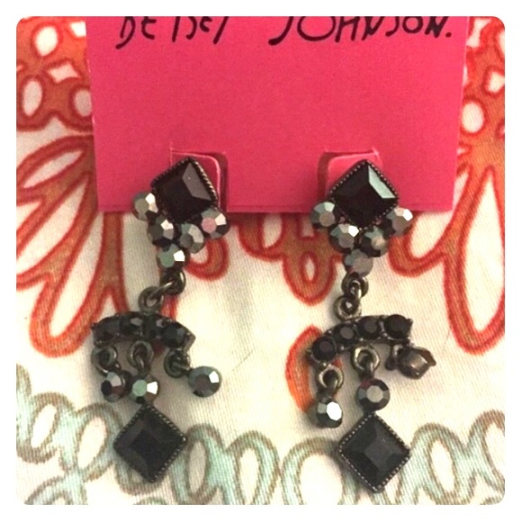 Elegant black bejeweled earrings final price