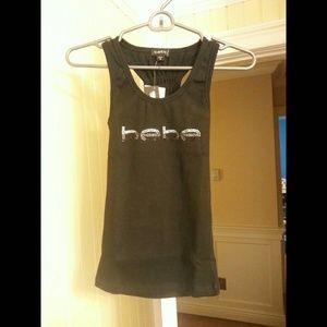 NWT Bebe Black Tank Top w/ Rhinestone Logo