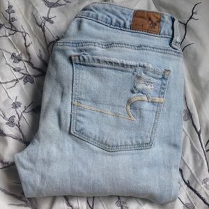 Skinny destroyed light wash jeans