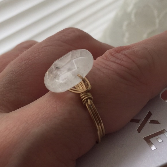 Opaque White Wire Wrap Ring - Picture 2 of 4