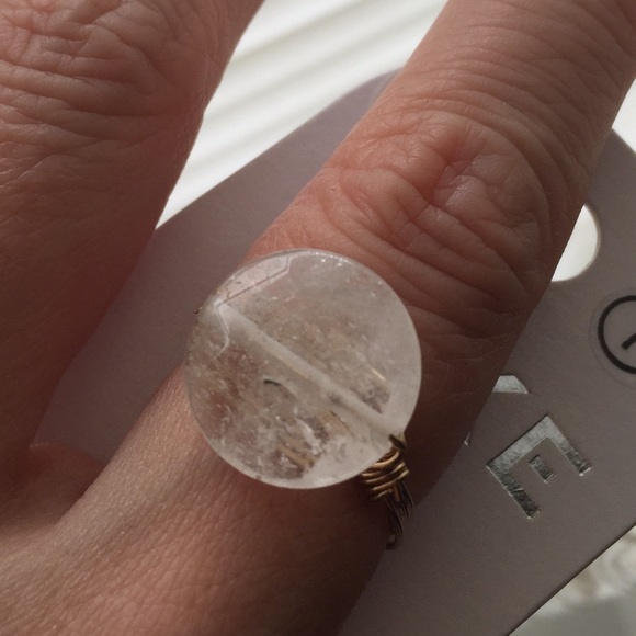 Opaque White Wire Wrap Ring - Picture 3 of 4