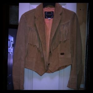 Leather fringe jacket