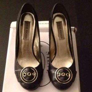 Steve Madden Wedge Shoes Heels Pumps Black Gold