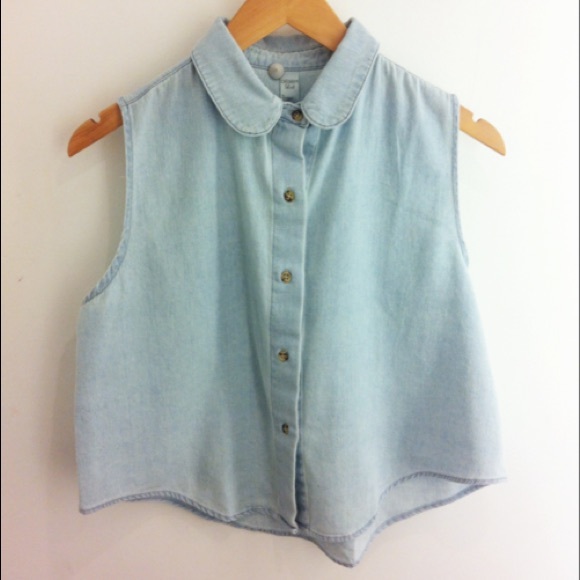 American Apparel Denim Sleeveless Button Up