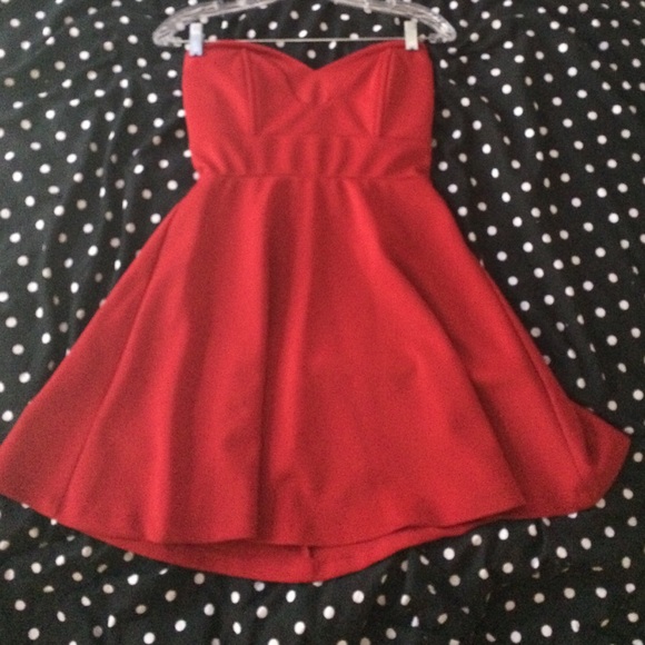 Strapless red dress