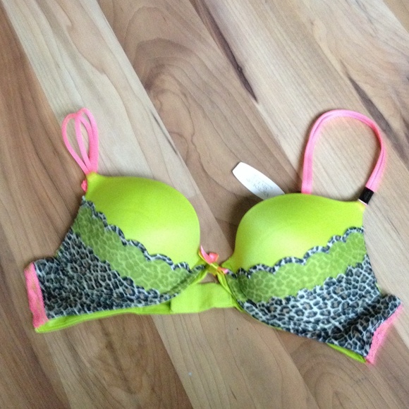 Victoria's Secret lime green&hot pink w/leopard
