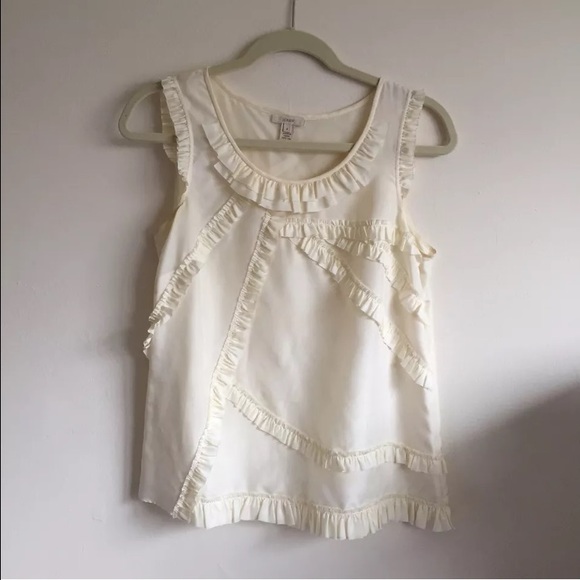 J. Crew Tops - ✔️TRADED!✔️J.Crew Sleeveless Ruffle Blouse Cream!